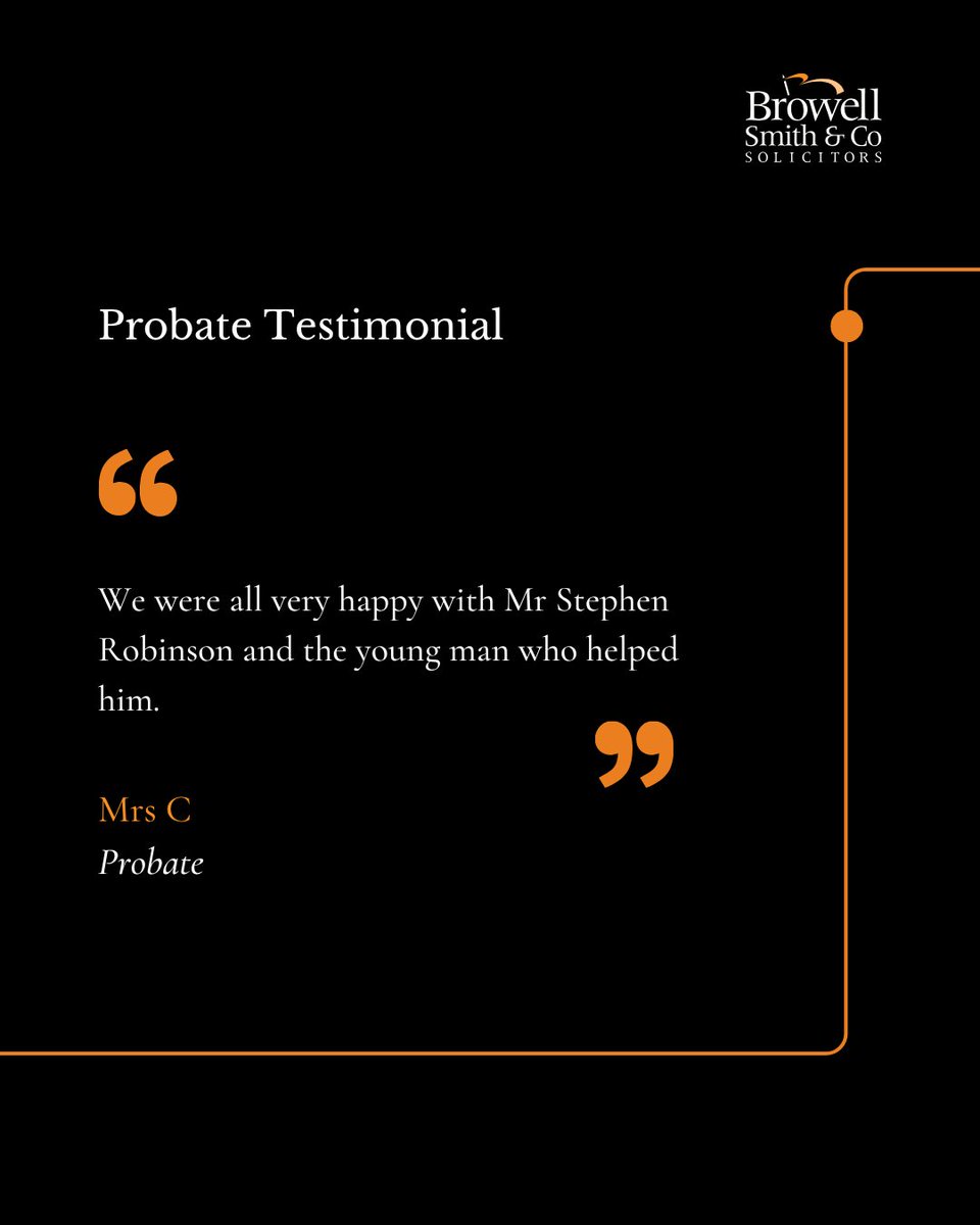 We recently received a glowing testimonial for Stephen Robinson and our Wills &amp; Probate team. 👏

If you or a loved one needs guidance with wills, probate, or elderly client services, don’t hesitate to reach out - we're here to help every step of the way: bit.ly/37h2CDx