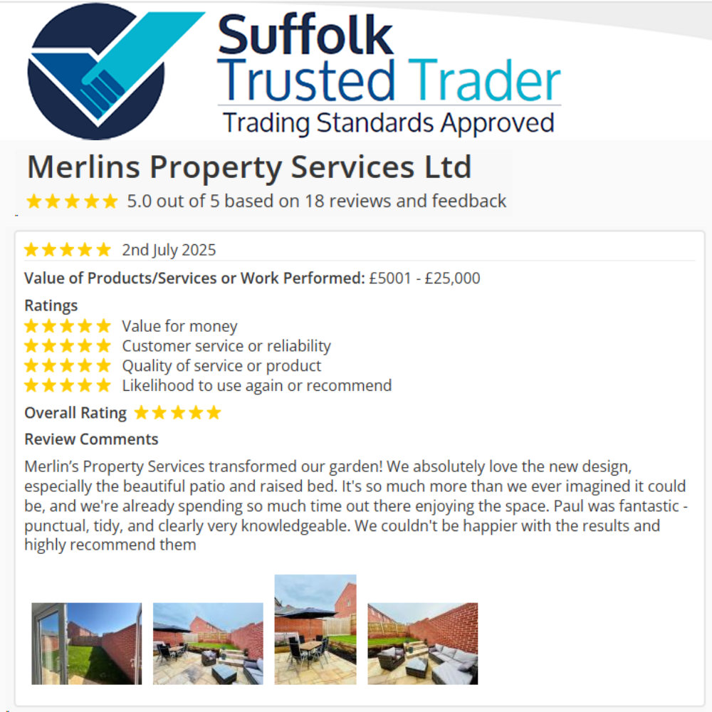 VettedTraders's tweet image. Another very happy customer for Merlins Property Services Ltd, "We couldn't be happier with the results and highly recommend them" 👏
trustedtrader.team/Suffolk/Merlin…
#Suffolk #TrustedTrader #TradingStandards #Approved @SuffolkTS