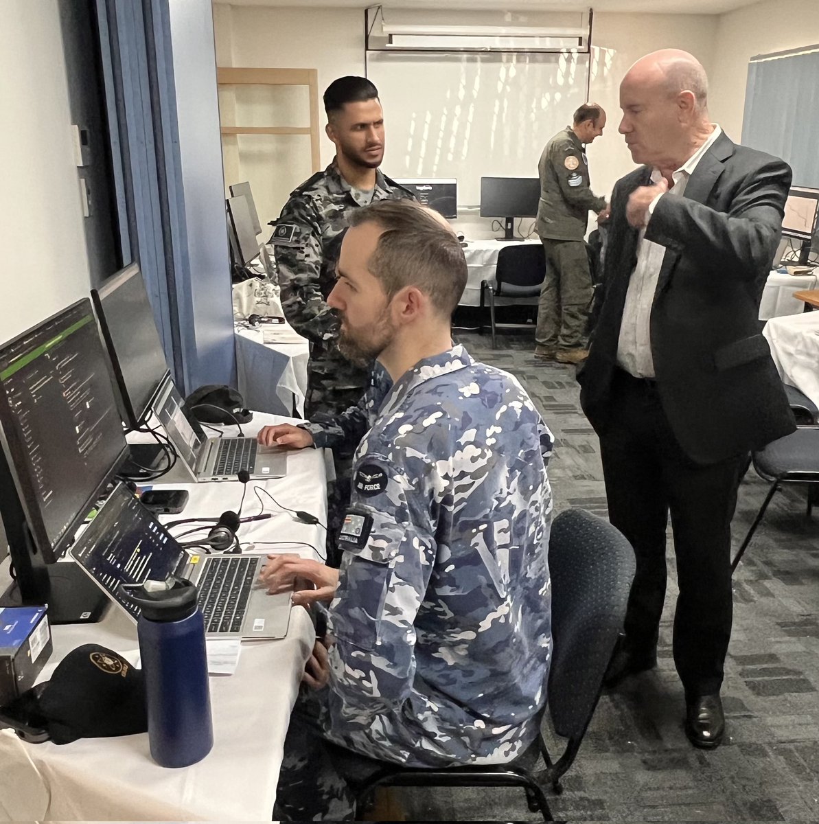 SpaceCommandAU's tweet image. Today the Secretary of the Department of Defence, Mr Greg Moriarty, visited Space Command’s Joint Commercial Operations at Talisman Sabre 25 in Townsville. He met senior leaders, staff and international participants, and was briefed on JCO operations and activities.
