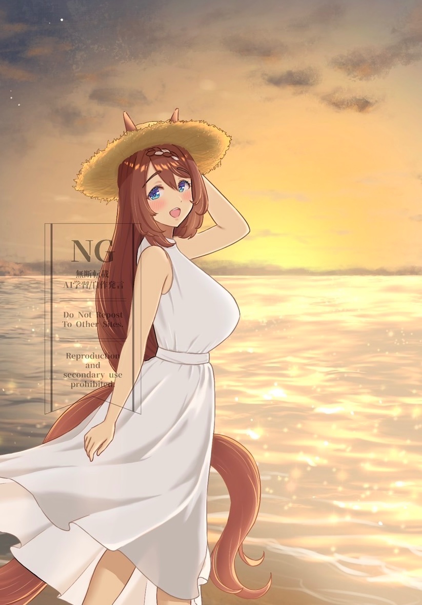 夕方の少し涼しくなった海岸をクリークと一緒にゆっくり歩きたい

I want to take a leisurely walk along the beach with Creek in the cool of the evening.

#umamusume 
#SuperCreek