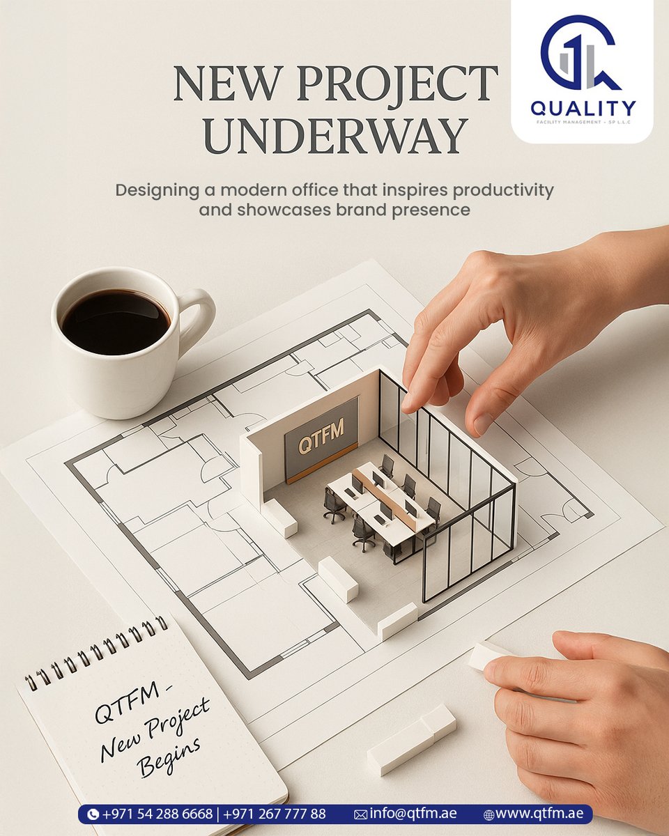 quality_facilit's tweet image. Quality Facility Management is undertaking a new project to design a modern office that enhances productivity and reinforces brand identity.

 For More details: 
☎️ +971 26777788
 ✉️ info@qtfm.ae

#QTFM #QualityFacilityManagement #NewProject #OfficeRenovation