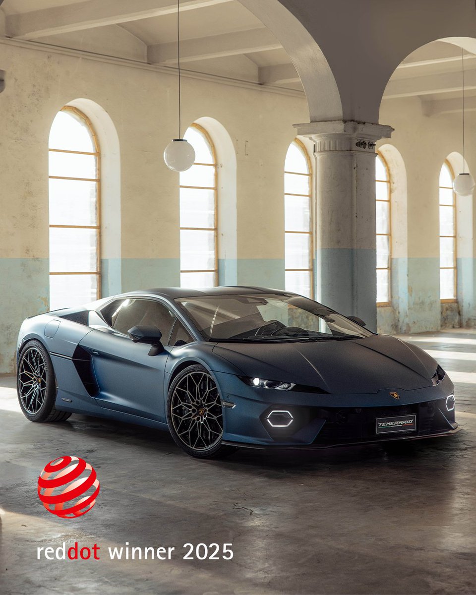 Lamborghini's tweet image. A new milestone crossed: Automobili Lamborghini sweeps the 2025 Red Dot Awards, with Revuelto crowned Best of the Best in Product Design, while Urus SE and Temerario followed close behind, each earning Red Dot Awards in the same category. These wins highlight Sant’Agata…