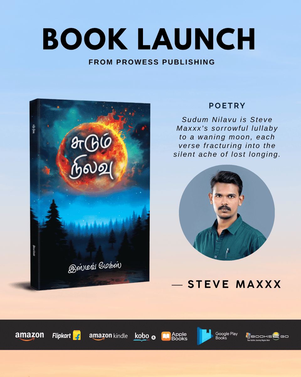 Prowesspub's tweet photo. Book Launch – Sudum Nilavu by Steve Maxxx A powerful Tamil poetry collection that brings hidden emotions and unspoken truths to light. Born from the author’s own struggles, these poems reflect what we often leave unsaid.

https://t.co/LazvlpCMfD
https://t.co/V4atdQH7ux https://t.co/e3YkgQQaeq
