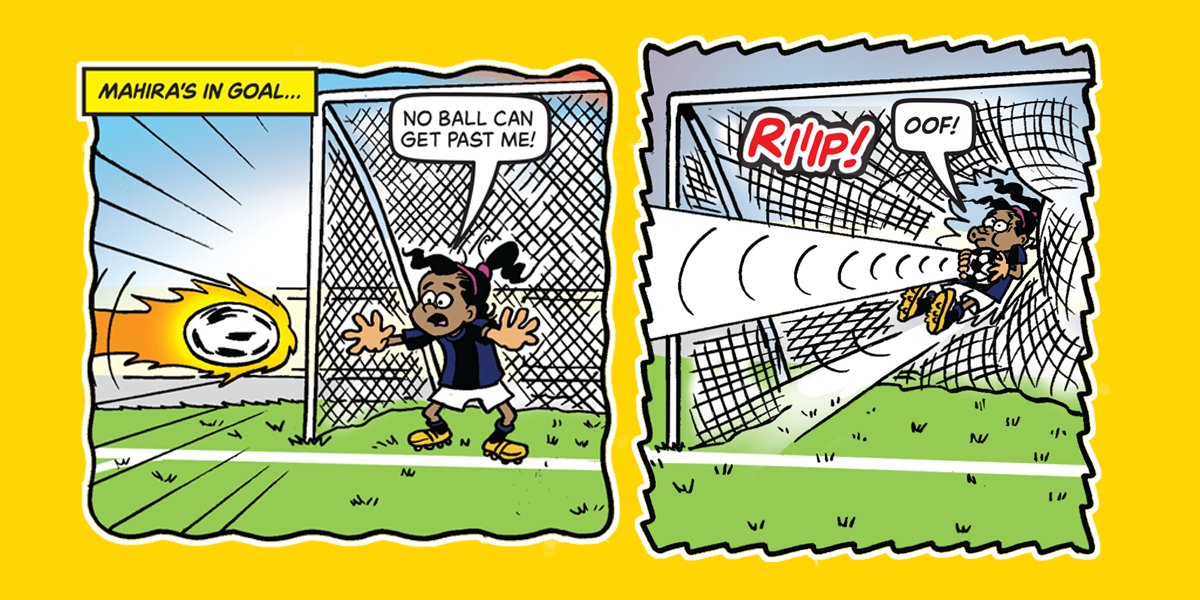 BeanoOfficial's tweet image. We’re pretty sure that rocket of a shot came straight off Lauren James’ right boot… what a save, Mahira! ⚽
The girls of Beanotown have formed their own five-a-side squad, inspired by the Women’s Euros – find out how they get on in this week’s issue! 👀