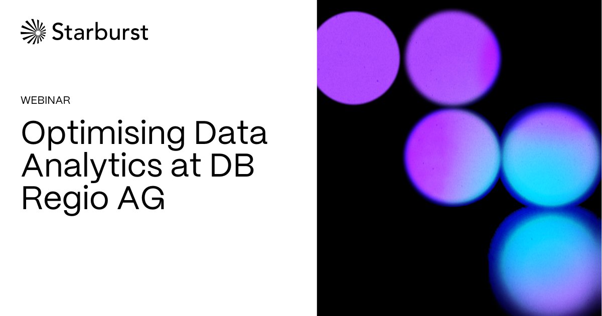 🚨 Tomorrow! See how Deutsche Bahn’s DB Regio (<a href="/DB_Presse/">Deutsche Bahn AG</a>) streamlined data ops with Starburst.

Real impact: lower costs, faster insights, zero migration.

🕥 July 17 | 10:30 BST
🔗 Save your seat: okt.to/9PgpT1

 #Trino #DataLakehouse #StarburstData #Webinar