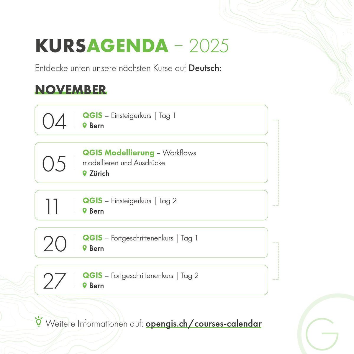 OPENGISch's tweet image. 🧑💻 Du möchtest besser verstehen, wie du QGIS, Interlis, das ModelBaker-Plugin oder QField in deinen Projekten einsetzen kannst? Dann nimm an einem unserer praktischen Kurse teil.
Melde dich jetzt an 👉 buff.ly/L2Phk9c