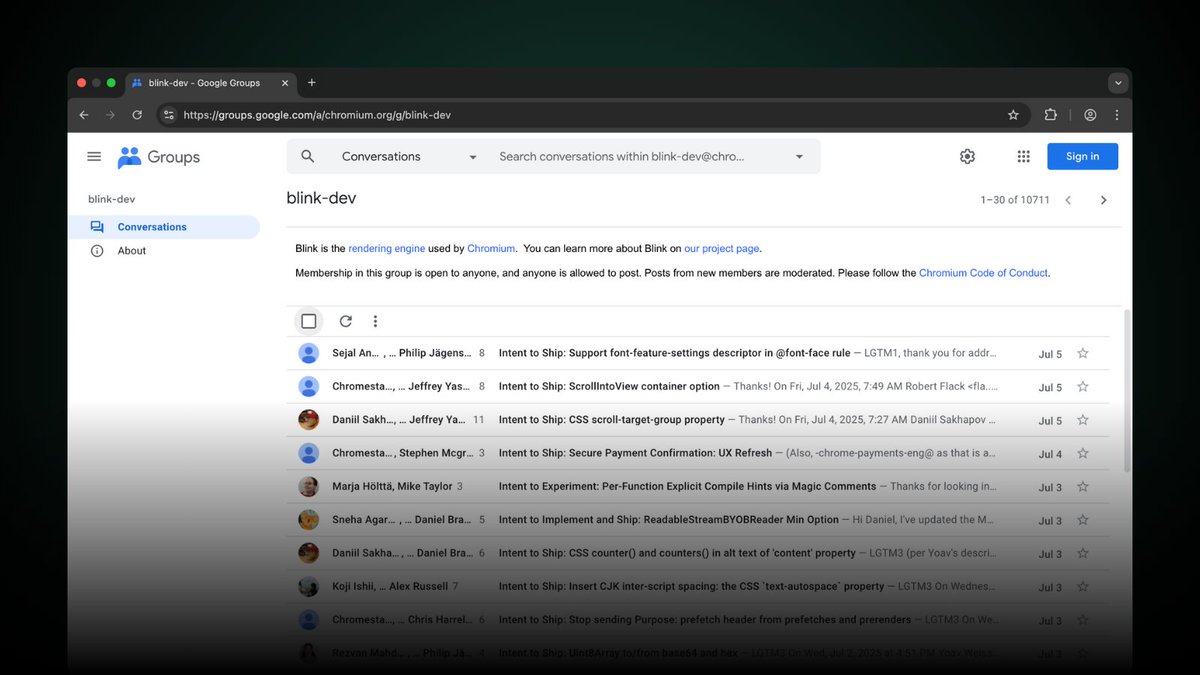 0xacb's tweet image. Looking for new bypasses or gadgets in Chrome?
Google publicly shares upcoming Chrome features through 'Intent to Ship' posts for community review.
Definitely worth keeping an eye on 👇
groups.google.com/a/chromium.org…
Shout-out to @ctbbpodcast for the tip!