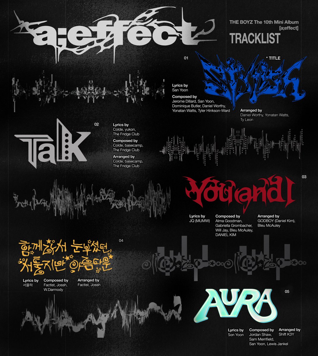 ㅤ
ㅤㅤ  ㅤ The 10th Mini Album [a;effect]
ㅤㅤ   ㅤ    ㅤㅤㅤ  Daftar lagu

ㅤㅤ ㅤㅤ     2025.07.28 6PM (KST)
ㅤ