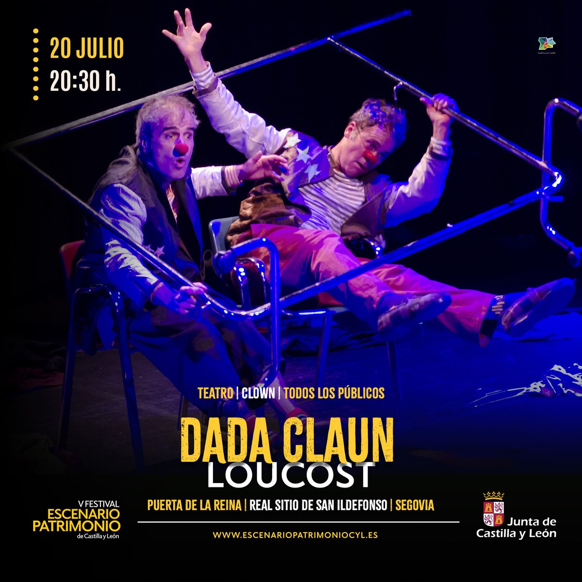 Escenario Patrimonio CyL (@escenariocyl) on Twitter photo 🎭 La compañía Dada Claun presenta 'Loucost', una loca tragicomedia llena de imaginación que une teatro y clown, en <a href="/EscenarioCyl/">Escenario Patrimonio CyL</a>
📆 20 julio ⏱ 20:30 h.
📍Puerta de La Reina | Real Sitio de San Ildefonso (Segovia)
🎟Entrada libre hasta completar aforo
ℹ️ escenariopatrimoniocyl.es 🎭 La compañía Dada Claun presenta 'Loucost', una loca tragicomedia llena de imaginación que une teatro y clown, en <a href="/EscenarioCyl/">Escenario Patrimonio CyL</a>
📆 20 julio ⏱ 20:30 h.
📍Puerta de La Reina | Real Sitio de San Ildefonso (Segovia)
🎟Entrada libre hasta completar aforo
ℹ️ escenariopatrimoniocyl.es