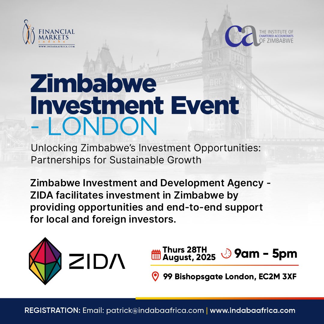 patrick_muzondo's tweet photo. @Marketsindaba - ICAZ Winter School and Investment Conference 2025

A key feature of the event is the participation of the Zimbabwe Investment and Development Agency which will present actionable investment opportunities and outline the support available for foreign investors. https://t.co/u4LgTlTwpf