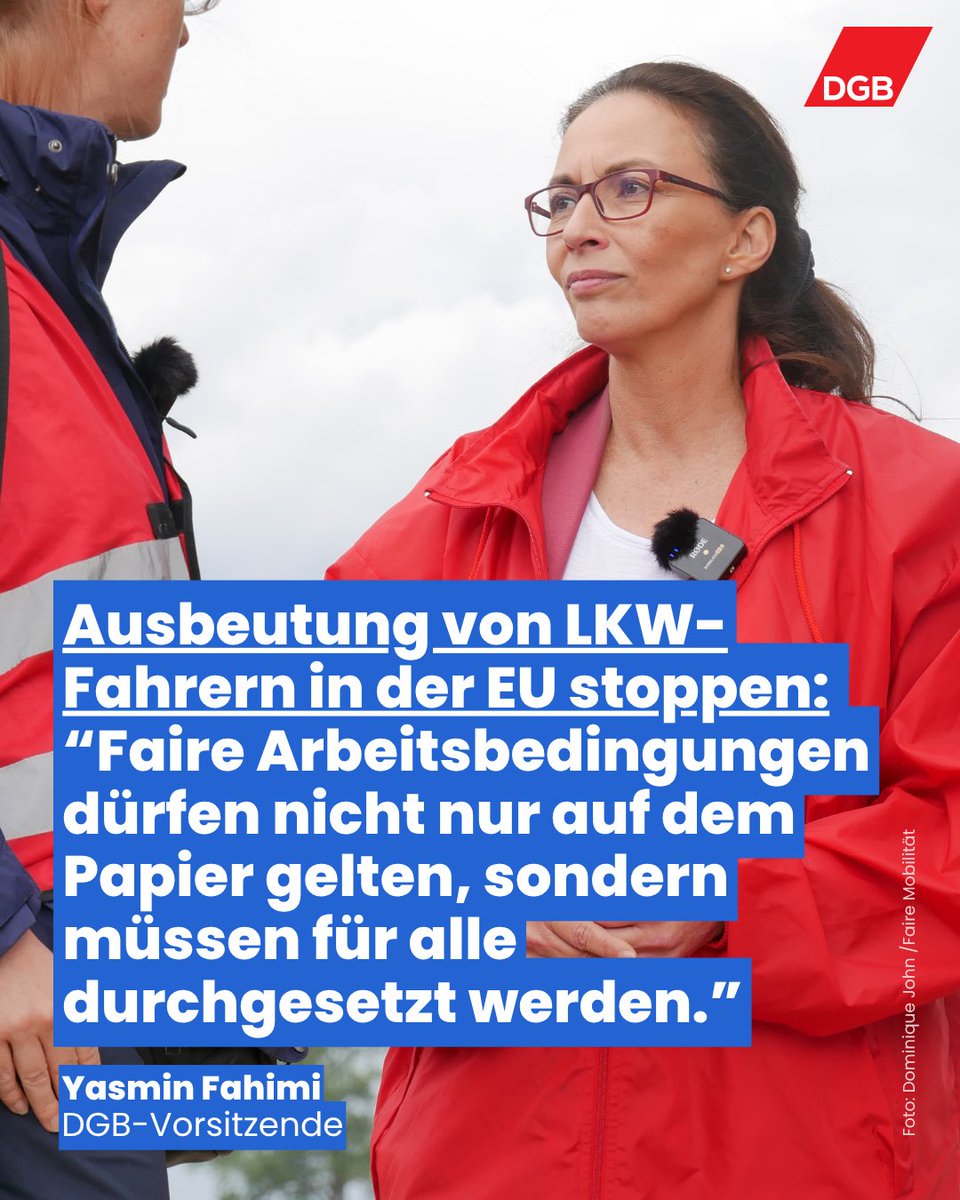 dgb_news's tweet image. Die Ausbeutung von LKW-Fahrern in der EU muss gestoppt werden! Mit dem Beratungsnetzwerk @FaireMobilitaet bieten wir direkt vor Ort kostenlose, vertrauliche und gewerkschaftsnahe Beratungen, damit die Fahrer*innen sich gegen Ausbeutung wehren können. Mehr dazu:…