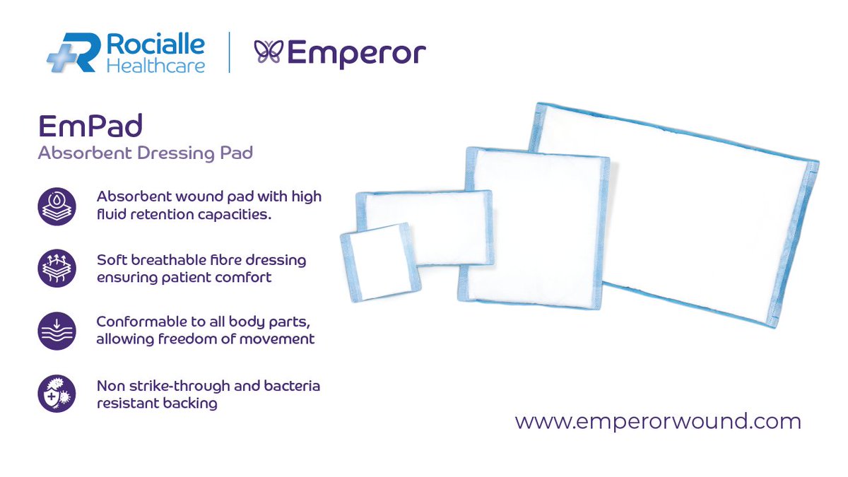 EmPad offers a high level of padding softness and the ability to conform to body contours, ensuring patient comfort while handling low to high exuding wounds while preventing strike-through and bacterial contamination.

Find out more is - emperorwound.com/empad
#WoundCare #TVN