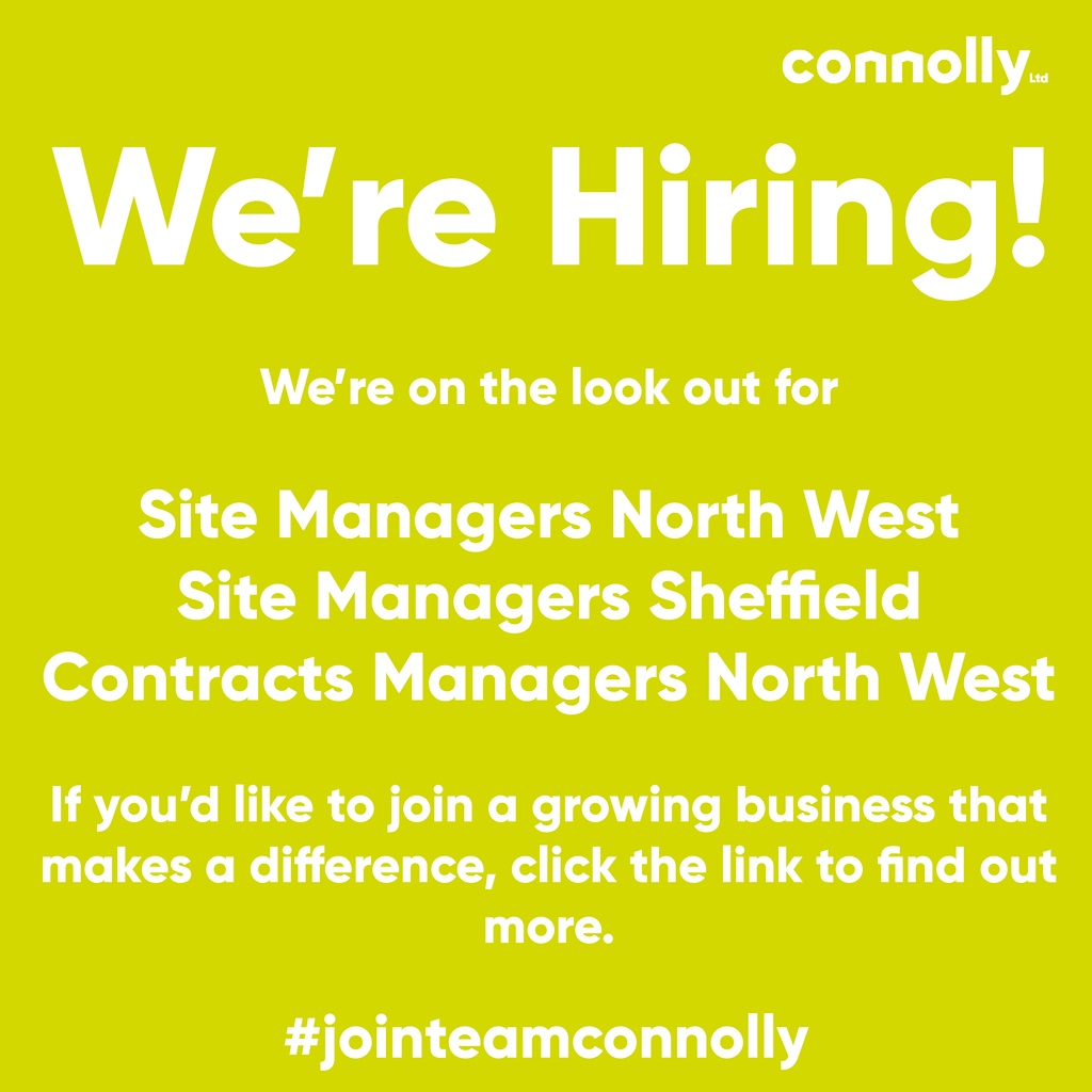 Connolly is hiring #SiteManagers (#NorthWest &amp; #Sheffield) and #ContractsManagers (North West). If you're a dedicated professional ready for your next challenge, we want to hear from you!

Apply here: connollyltd.co.uk/careers/vacanc… 

#JoinTeamConnolly #MoreThanConstruction
