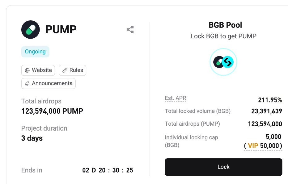 KT_BTC's tweet photo. Bitget tiếp tục ra mắt Launchpool dự án thuộc đang cực hot là $PUMP.

Một trong số ít sàn top đang liên tục listing các dự án thuộc top trending ở market hiện tại. 

Lý do mình thấy Launchpool của Bitget khá ổn để tham gia đó là:

- Không cần bỏ nhiều vốn
- Chỉ cần khóa vài $BGB là bắt đầu farm được token
- Nhận airdrop trực tiếp, không phải kiểu IDO hên xui
- APR cao, stake đơn giản phù hợp cho cả người mới
- Không bị lock dài hạn và rút bất kỳ lúc nào

📌Dễ hiểu hơn là chỉ cần 5 $BGB ~$20 là đủ để tham gia Launchpool của $PUMP rồi. Nhưng có vài lưu ý:

1. Stake $BGB càng nhiều → nhận về càng nhiều $PUMP
2. Pool chỉ mở 3 ngày từ 15–18/7, nên ai muốn farm thì vào sớm kẻo full

Anh em nào còn hold $BGB thì tranh thủ nhé vì kèo này ngon, dễ, không rủi ro. Còn về độ hot và fomo của $PUMP thì khỏi phải bàn rồi. 

Link Launchpool @pumpdotfun: https://t.co/AoiKqMTxor  

📌Thời gian diễn ra: 15/7, 15:00 → 18/7, 15:00 (giờ VN)

#BitgetLaunchpool #PUMP