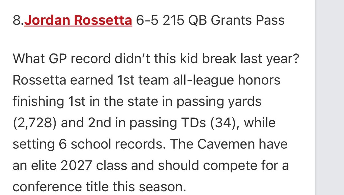 JordanRossetta's tweet image. Thank you for the write up! Seasons right around the corner!! @PrepRedzoneOR @JordanJ_