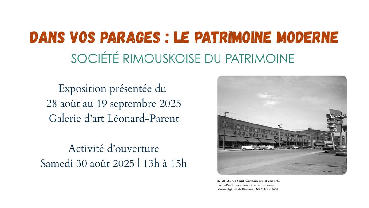 JeffdeStGermain's tweet image. Une expo exceptionnelle sur le travail de plusieurs architectes, techniciens et designers qui ont façonné le #Rimouski d'avant et d'après le grand feu de 1950. Le leg architectural de mon paternel, Firmin, y aura une belle place également. C'est une invitation! #architecture