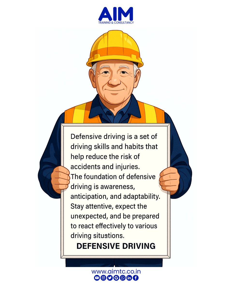 talkwithaim's tweet image. 🚗 Defensive Driving is a mindset—stay aware, expect the unexpected &amp;amp; drive safe.
Train with AIM to reduce risk &amp;amp; protect lives.
📲 aimtc.co.in | 📞 9740911285
#DefensiveDriving #RoadSafety #AIMTraining #DriveSafe