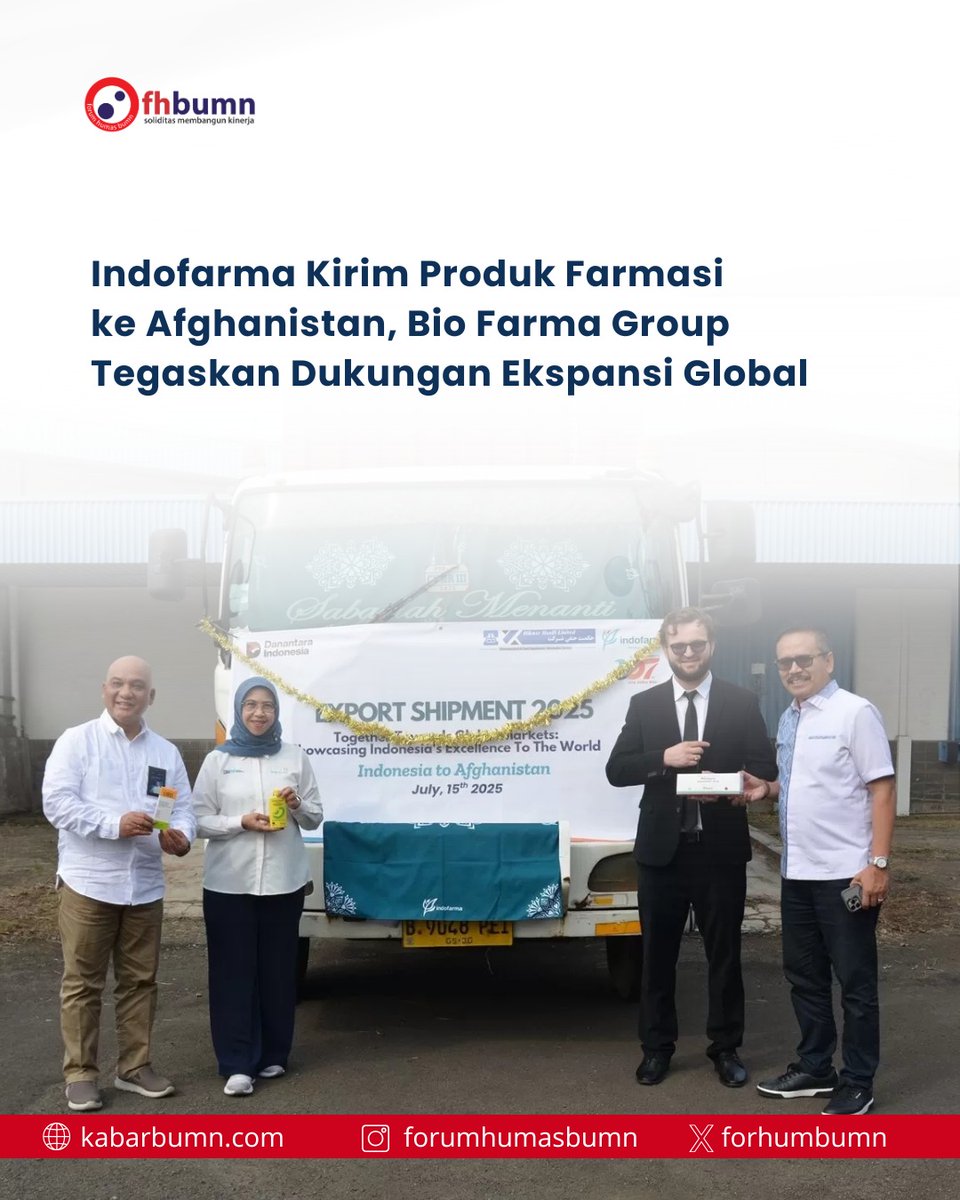 Indofarma kembali menegaskan komitmennya dalam mendorong kemandirian serta daya saing industri farmasi nasional. Komitmen ini diwujudkan secara nyata melalui pelepasan ekspor produk farmasi oleh PT Indofarma Tbk ke Afghanistan, yang berlangsung pada Selasa (15/07).