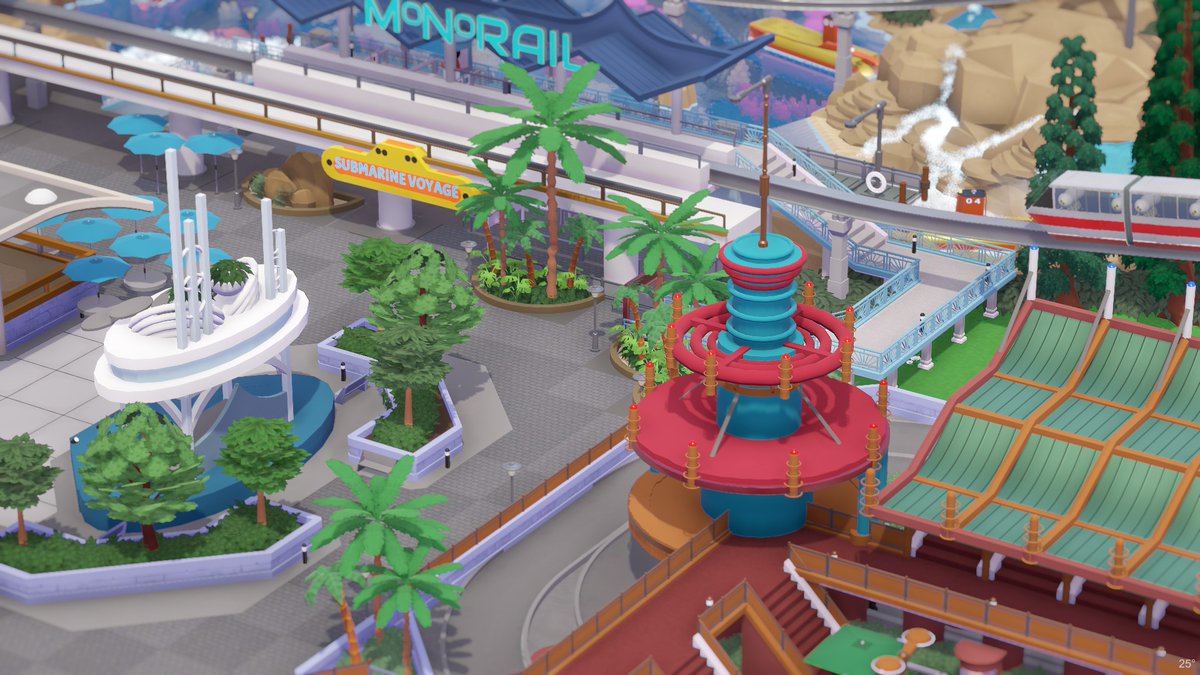 AstroTron92's tweet image. Progress has been good today. #Disneyland #parkitect #autopia #submarine #monorail