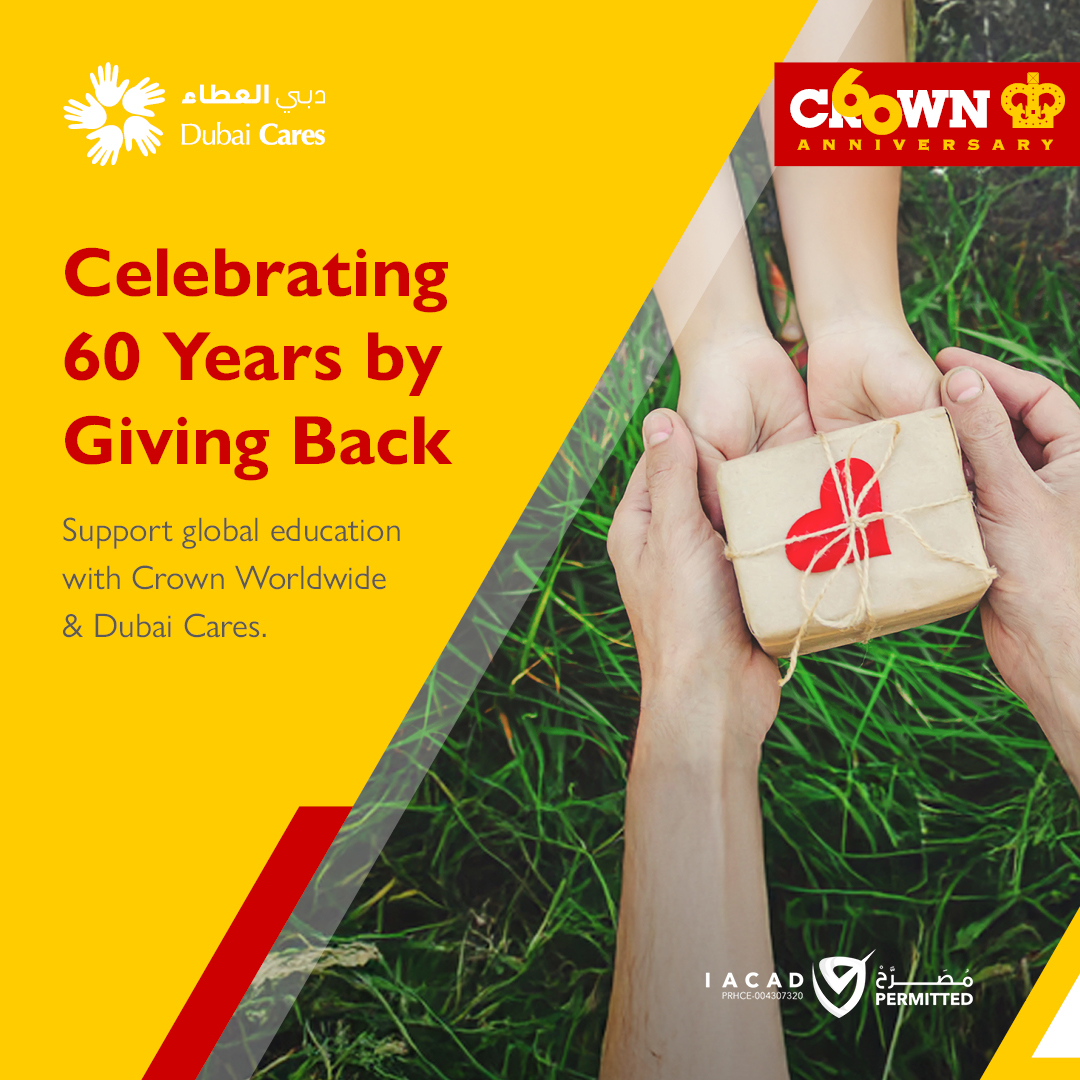 CrownRelo's tweet image. We’re celebrating 60 years of Crown Worldwide by giving back! 🎉
Join us in supporting Dubai Cares and help provide quality education for children worldwide.

🎓 Donate now: fundraising.dubaicares.ae/campaigns/join…

💬 Contact us to learn more: +971 800 27696

#CrownWorldwide #GivingBackTogether