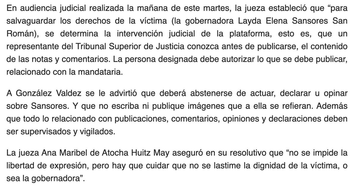 El Poder Judicial al servicio del poder, no de las libertades.

Pero Sheinbaum sigue sosteniendo que "no hay censura"... ¿Qué dedo quiere que nos chupemos, presidenta?

(vía <a href="/ciberfan/">Raúl Trejo Delarbre</a>, fuente jornada.com.mx/noticia/2025/0…)