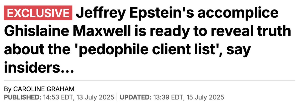 SteveMBoyleEpic's tweet image. If you're worried Republicans won't vote to release the Epstein files, don't worry!
They are just waiting for Ghislaine Maxwell to finish negotiating her reward for "naming names," exonerating Trump, and throwing in some Democratic enemies.
Be patient.❤️ And prepared.