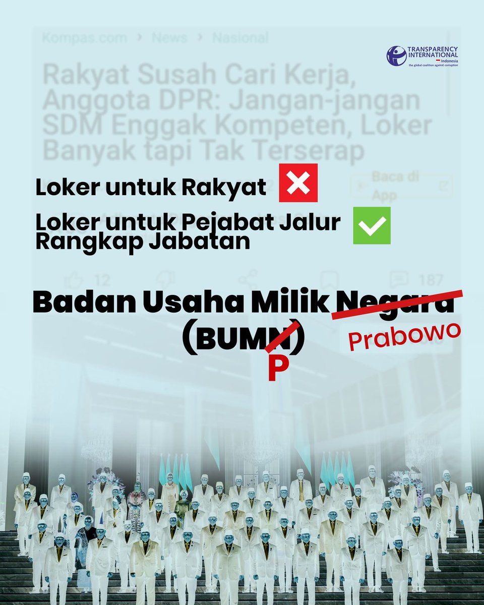 TIIndonesia's tweet photo. Sebenarnya apa sih yang dicari para Wamen dengan rangkap jabatan? Apakah kerja dengan 1 jabatan aja masih kurang gacor? apakah sudah merasa optimal menjalankan tugasnya sebagai wakil menteri? Padahal banyaaaaakkkk looohh tugas wakil menteri. Nambah jadi komisaris itu biar apa yaaa? Kerja tanpa meritokrasi itu hanya menambah beban negara, harusnya mereka yang udah jadi pejabat taulah hal ini.