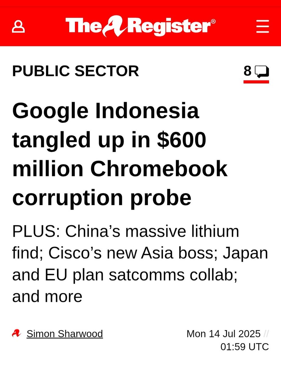 Sedih nggak sih, mendunia tapi hal negative? 😩

theregister.com/2025/07/14/asi…