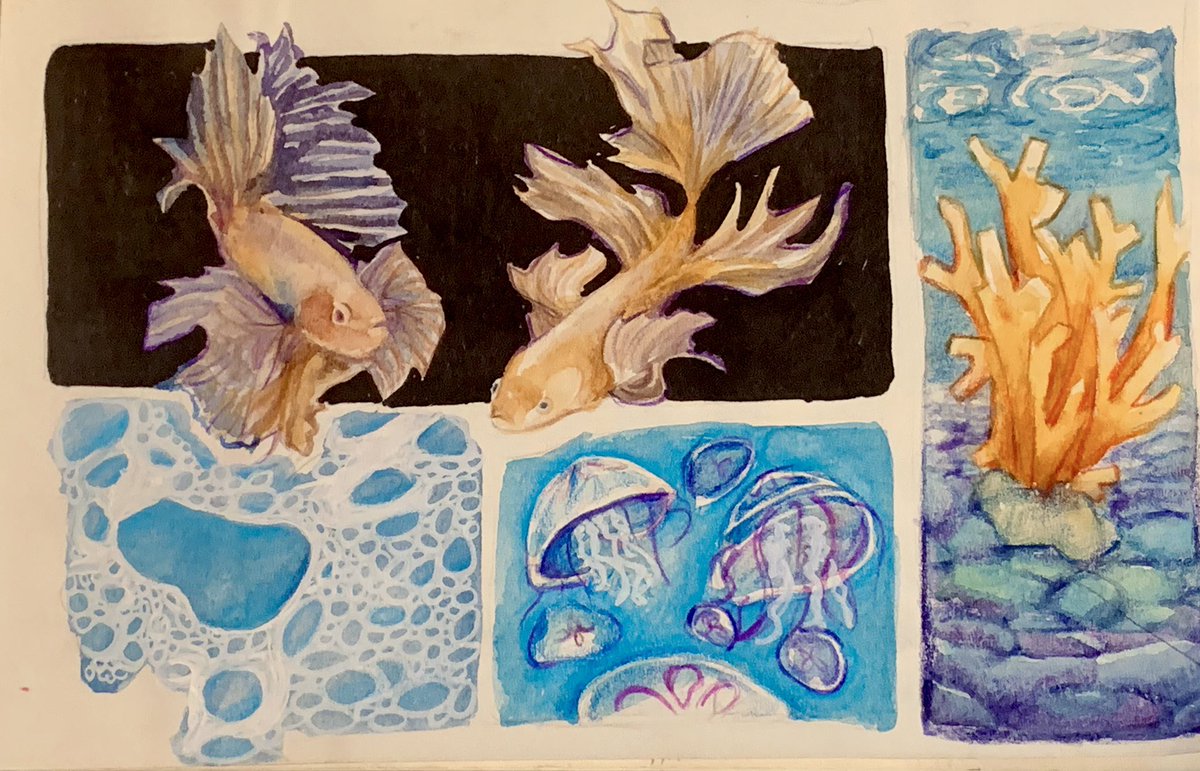 reverika's tweet photo. loads of fish in the sea #mixedmedia #artph https://t.co/tvouDnGMNC