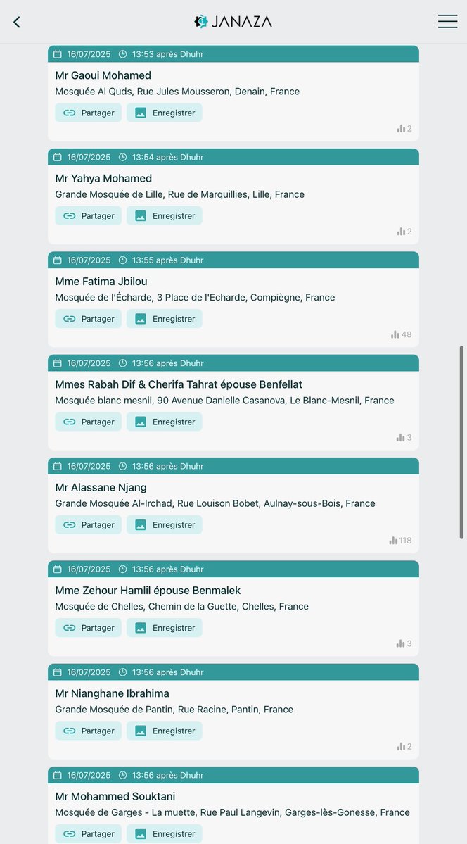 janaza_app's tweet image. ⚰️33 Salat Janaza ->Mercredi 16 juillet 2025
🌐Site web : janazaapp.fr
📱App iOS & Android : taap.it/tDC27W