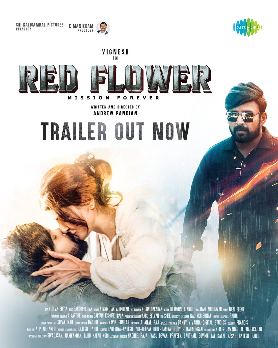 Saregama South (@saregamasouth) on Twitter photo The Intriguing #RedFlower Trailer is Officially Out Now! 🎬💥
🔗 youtu.be/ExgsNkeCwys
🎶 <a href="/Santhosmusicdir/">Santhosh ram</a>
#Vignesh <a href="/andrewdiroffl/">Andrew Pandian</a> #KManickam #SriKaligambalPictures
<a href="/actornasser/">Nasser</a> #YGMahendra #GopiKannadhasan #Mohanram #LeelaSamson <a href="/Abishek_jg/">Abishek Joseph George</a> <a href="/devasuryac9620/">devasurya cinematographer</a> #Aravinthan The Intriguing #RedFlower Trailer is Officially Out Now! 🎬💥
🔗 youtu.be/ExgsNkeCwys
🎶 <a href="/Santhosmusicdir/">Santhosh ram</a>
#Vignesh <a href="/andrewdiroffl/">Andrew Pandian</a> #KManickam #SriKaligambalPictures
<a href="/actornasser/">Nasser</a> #YGMahendra #GopiKannadhasan #Mohanram #LeelaSamson <a href="/Abishek_jg/">Abishek Joseph George</a> <a href="/devasuryac9620/">devasurya cinematographer</a> #Aravinthan