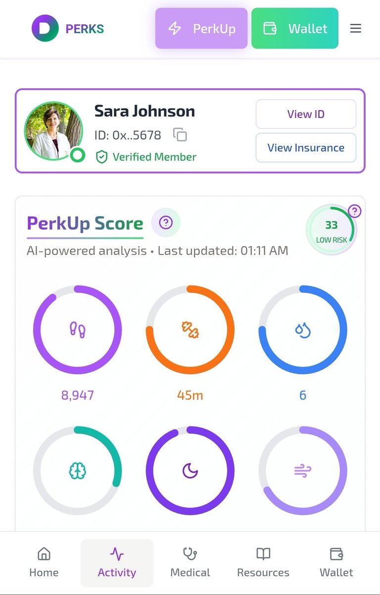 PerksAI's tweet photo. 🔓 Sneak Peek: $PERKS App UI
With PERKS, your health data is secure, portable, and verifiable, powered by @solana $SOL
No more gatekeepers.
You control who sees your records and when, with just a tap.
Healthcare without borders.
#ProofOfHealth #PERKUP #Blockchain https://t.co/NR2rVdJbSA