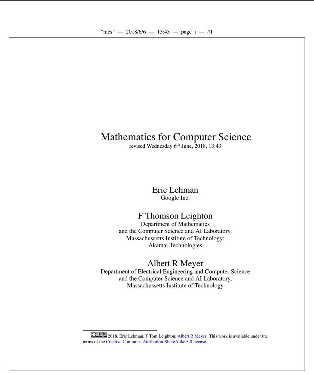 KrishnaNaraKun's tweet image. "Mathematics for Comp Sc" -book
1050 pages book , by MIT Press .
The present book is the 2018 edition.
Link in comments 😎👇