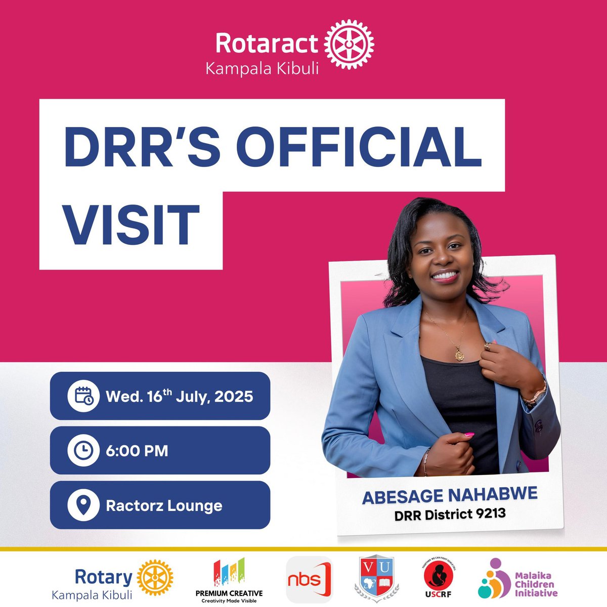 Rotaract District 9213 (@rotaractd9213) on Twitter photo π DRR Official Visit -<a href="/RotaractKibuli/">#KibuliGovernment</a>
Donβt miss the caravan today for an evening of purpose, partnership & progress. π‘β¨
π 6:00 PM
π Ractorz Lounge
Letβs #Unite4Good9213 and keep leading with impact!
#RotaryEyamba | #D9213RotaryCares | #ThisIsRotaract π DRR Official Visit -<a href="/RotaractKibuli/">#KibuliGovernment</a>
Donβt miss the caravan today for an evening of purpose, partnership & progress. π‘β¨
π 6:00 PM
π Ractorz Lounge
Letβs #Unite4Good9213 and keep leading with impact!
#RotaryEyamba | #D9213RotaryCares | #ThisIsRotaract