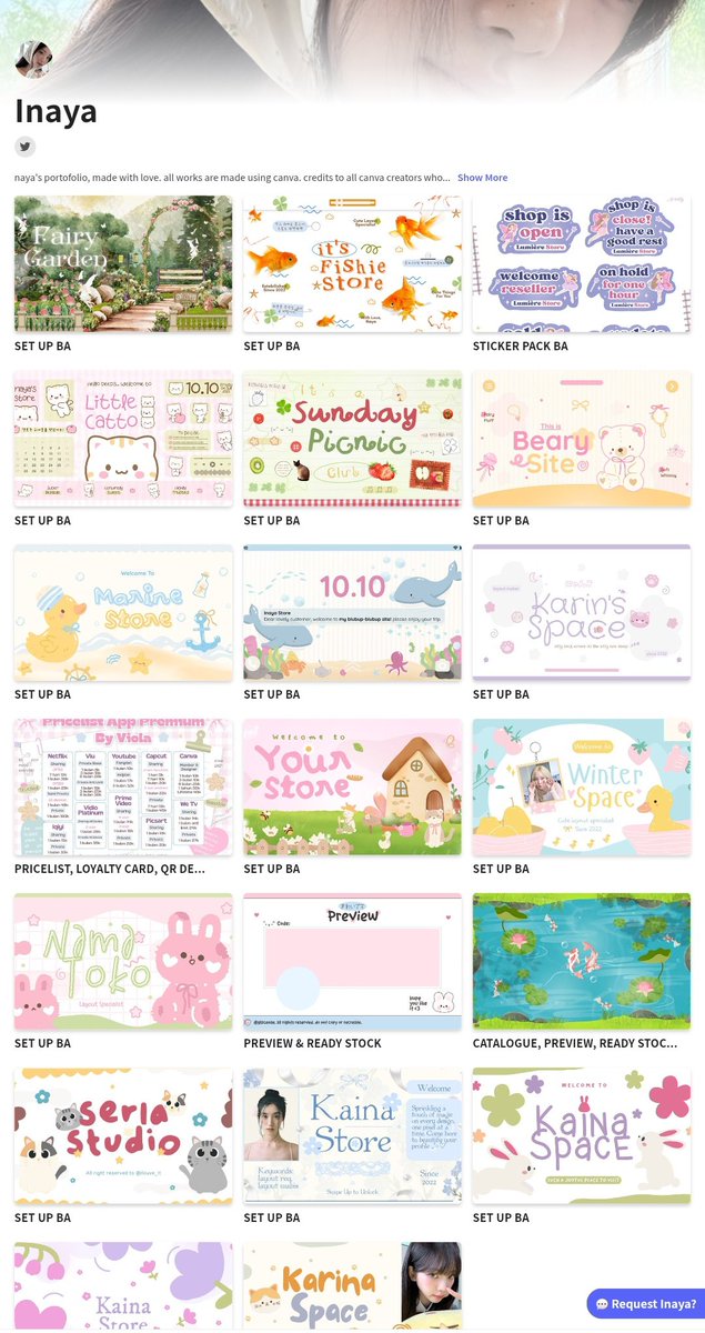 help rt kawan, terima kasih #zonauang

aku masih open custom design buat profile needs (set up, pinned, qr deco, pricelist, etc). bisa paketan dan satuan.