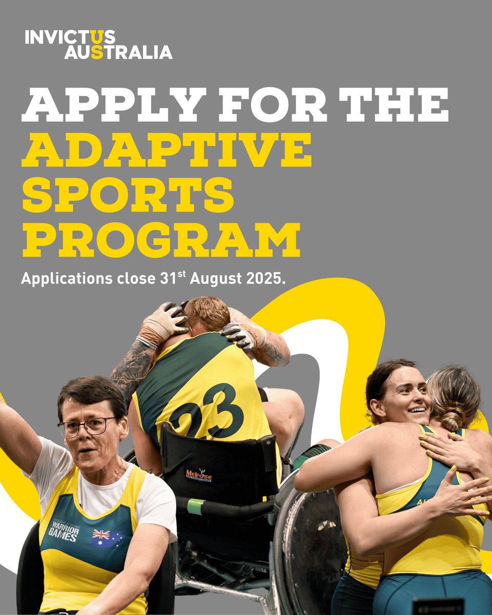 InvictusAus's tweet image. FORMER SERVING VETERANS: EOIs for the Adaptive Sports Program are now open!
This intake will help prepare #TeamAus for the 2026 @dodwarriorgames.
More info & apply: invictusaustralia.org/expressions-of…
#warriorgames #invictusgames #invictusaustralia #veteransport #veteransupport