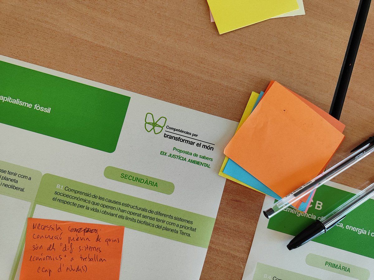 Ahir vam participar en el grup de treball de competències per transformar el món d'@edualter_org i @creart_ong que està elaborant una potentíssima proposta per introduir de manera competencial i transversal la justícia global i la transformació ecosocial a les aules