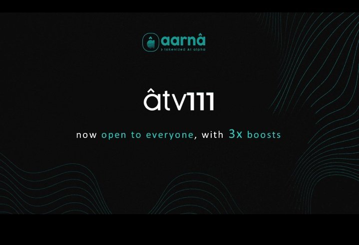 Whitelist’s over — no more waiting! 😤
âtv111 is now open to everyone, and the 3x boost is live till month-end.

If you missed the first phase, this is your second shot.
Go hit the <a href="/aarnasays/">aarnâ</a> dApp now: dapp.aarna.ai 

Need a breakdown? My last thread’s got you covered