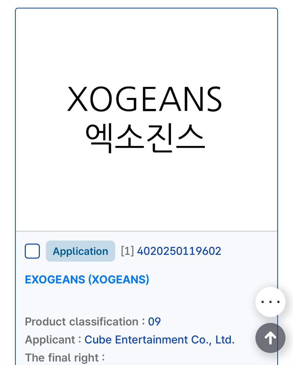 KimGyuriBrasil's tweet photo. [🔎] A CUBE entrou com o registro da marca EXOGEANS / XOGEANS, que especulam ser para seu novo grupo feminino (A marca foi registrada com códigos usados para registro de nomes de grupos).
 Gyuri seria uma das candidatas finais para estrear.

Cr: aerinnn___

#KimGyuri #김규리 https://t.co/RkCeCvf9Iz