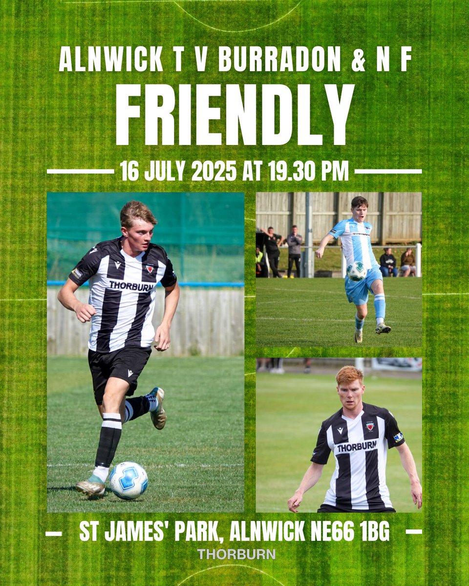 It's Match Day!

We welcome Northern Alliance Champions <a href="/AFCNewFordley/">AFC Burradon & New Fordley</a> to SJP tonight for our 4th friendly of pre-season.

7:30PM KO

£2 entry

Clubhouse open 🍺🧃☕🍫
Season tickets on sale 🎟️
Letter draw tickets on sale 🔤