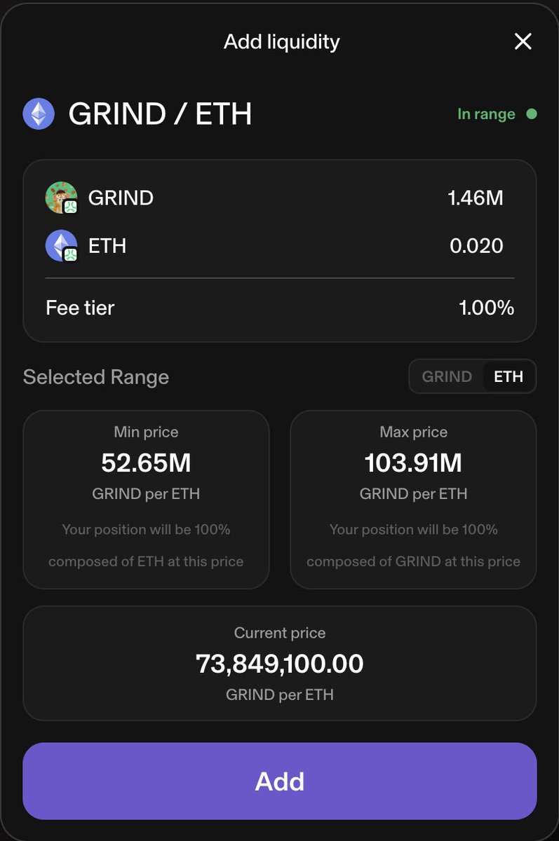 Been grindin’ lately…accepted some offers…sold some stuff…swapped some stuff…gathered up some ETH and $GRIND for the Liquidity Pool…thought I’d contribute what I could and try and earn somethin’ at the same time…this old dog tryna learn new tricks…thanks you <a href="/tdkimber/">💎tdk💎</a> and