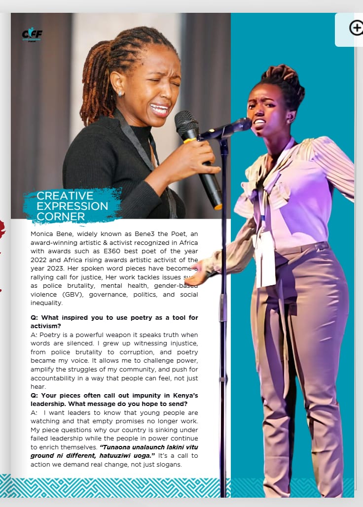 Creative Expression Corner
Poetry. Art. Unfiltered expression.
Where creativity meets activism  and the people fight back with paint and prose.
Are you an artist? Share your work with us to be featured...
Click to View: cff.or.ke/publication/sa…
#FreedomAnchor #ArtAsResistance