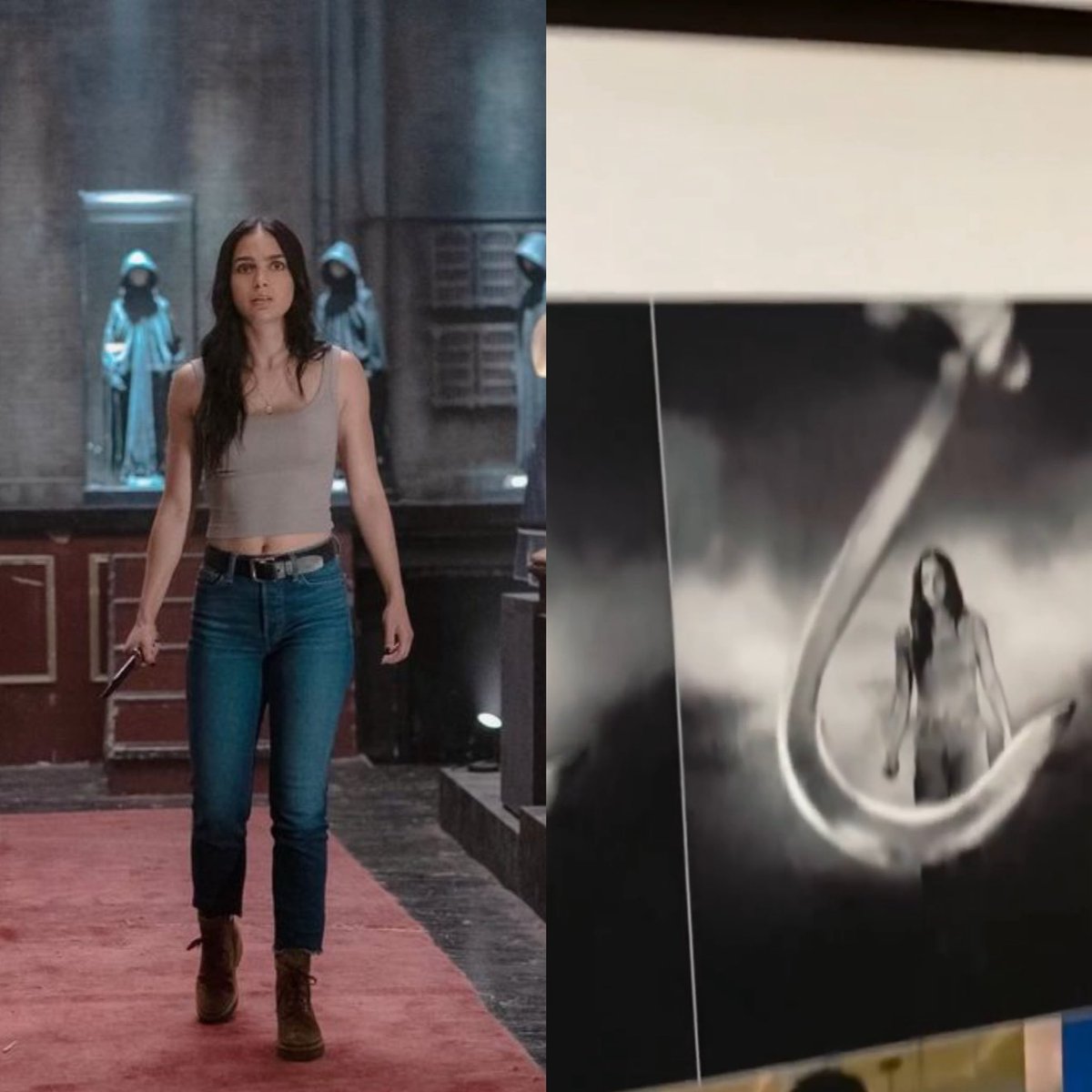 A new BTS video reveals that graphic designers used Melissa Barrera's 'Scream 6' character, Sam Carpenter, as a reference for the 'I Know What You Did Last Summer' poster.

(Source: ikwydlsmovie on IG)
