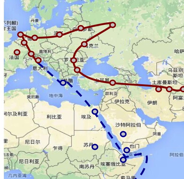 这条铁路，合理的走法是，进入乌克兰后，经基辅西行，直奔波兰华沙，再去德国。然后从华沙往莫斯科去一条支线。但是，普京肯定不干。我不在干线上，中欧贸易大多货物不走我的地盘，那我这个车匪路霸还怎么收过路费？于是，只好迎着头皮北上莫斯科再返回，比支线的办法多修一千多公里铁路，亚洲到西欧，