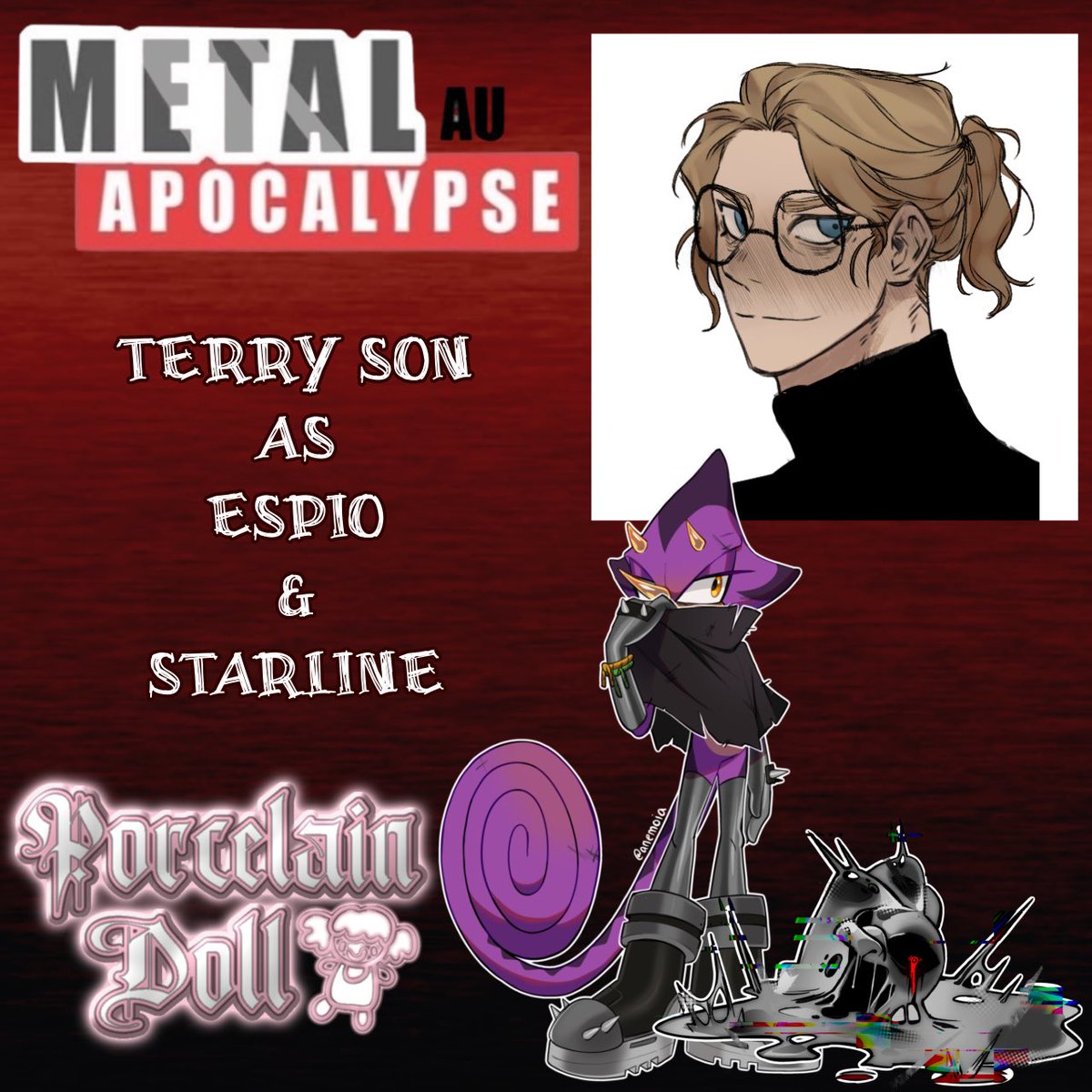PorcelainDollTM's tweet image. 🔗⛓ CASTING ANNOUNCEMENT ⛓🔗

We’re excited to announce that Terry Son will voice Espio and Starline in Feelin_Anemoia’s Sonic Metal Apocalypse AU! Congratulations, Terry! 🤗💕

10 days remain until the first episode of the Metal AU releases.
