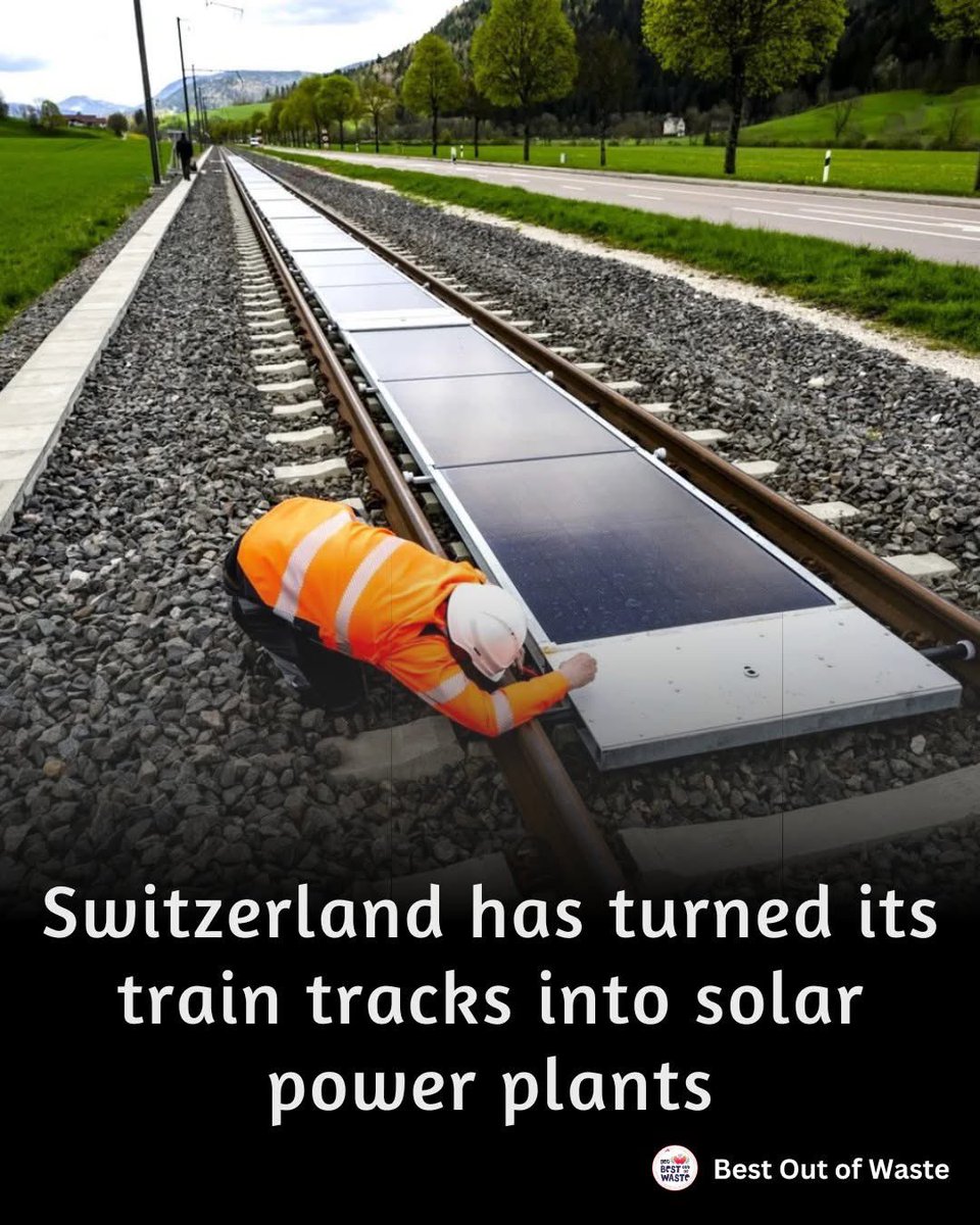 Dünyanın Dört Bir Yanından Dahiyane Altyapı Çözümleri!
(FLOOD)🧵

1. İsviçre’nin dahice hamlesi: Demiryolu raylarının arasına yerleştirilen güneş panelleri! 🌞
Ekstra arazi kullanmadan mevcut altyapıdan maksimum düzeyde temiz enerji üretimi sağlıyor.