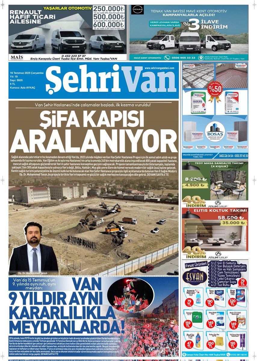 16.07.2025 TARİHLİ GAZETE MANŞETİMİZ

ŞİFA KAPISI ARALANIYOR

İŞTE HABERİN DETAYI:
sehrivangazetesi.com/van-sehir-hast…
<a href="/drmuhammedtosun/">Dr.Muhammed Tosun</a> <a href="/vanilsaglik/">Van İl Sağlık Müdürlüğü</a>