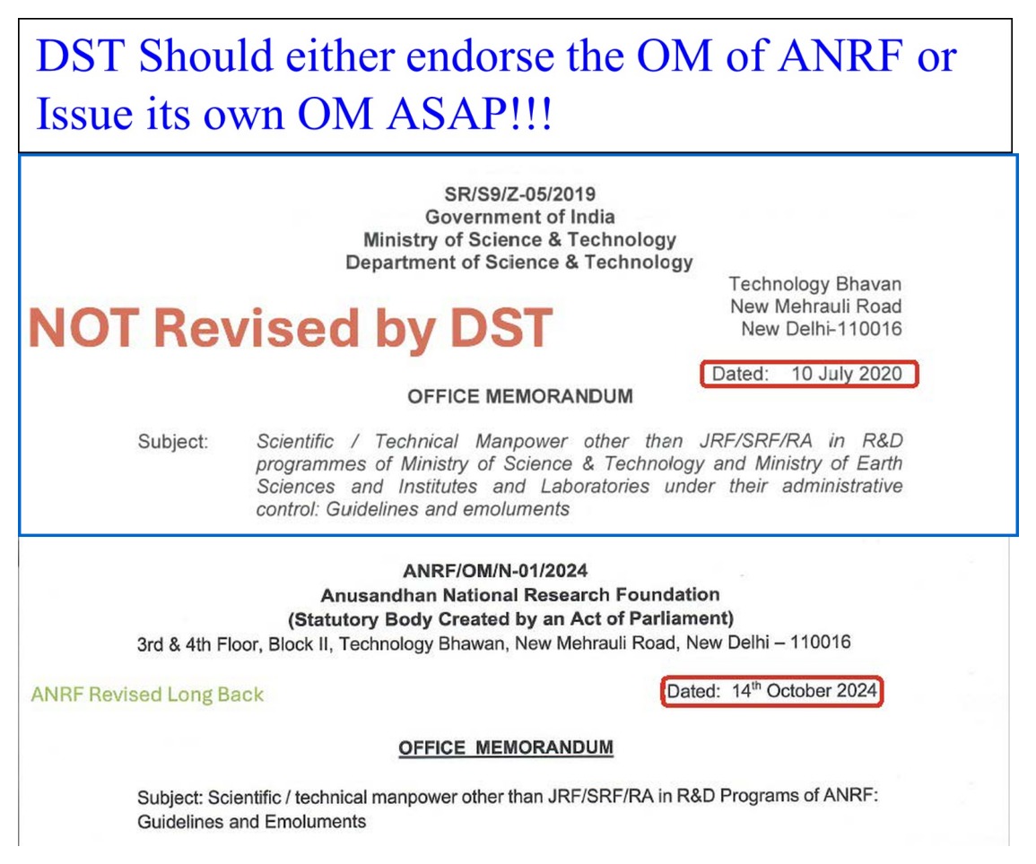 Umang_only's tweet photo. @IndiaDST @DrJitendraSingh @karandi65 How @IndiaDST ignoring this v. Imp issue since Oct 2024? Salary for Scientific Manpower of the Ministry projects has not been revised since Jul 2020 despite huge increase in inflation! Secy DST @karandi65 &amp; Hon’ble  @DrJitendraSingh kindly consider to revise urgently!
@Super_Sapp https://t.co/tBewtibbQ3