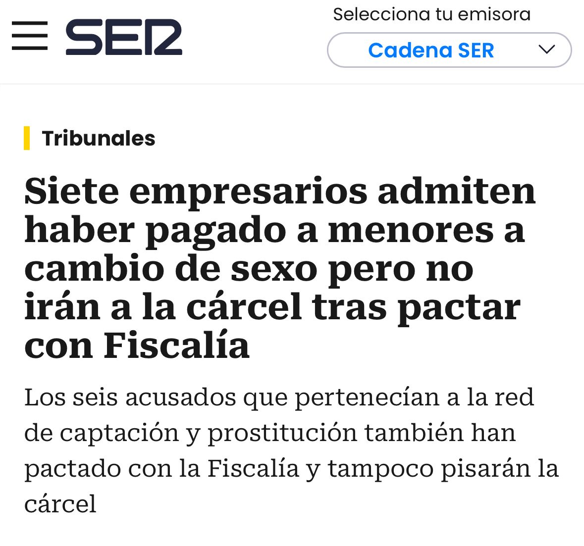 Aquí seguimos esperando la cacería de empresarios murcianos. Ah no espera, que estos eran españoles muy españoles. Aquí había niñas de 14 años