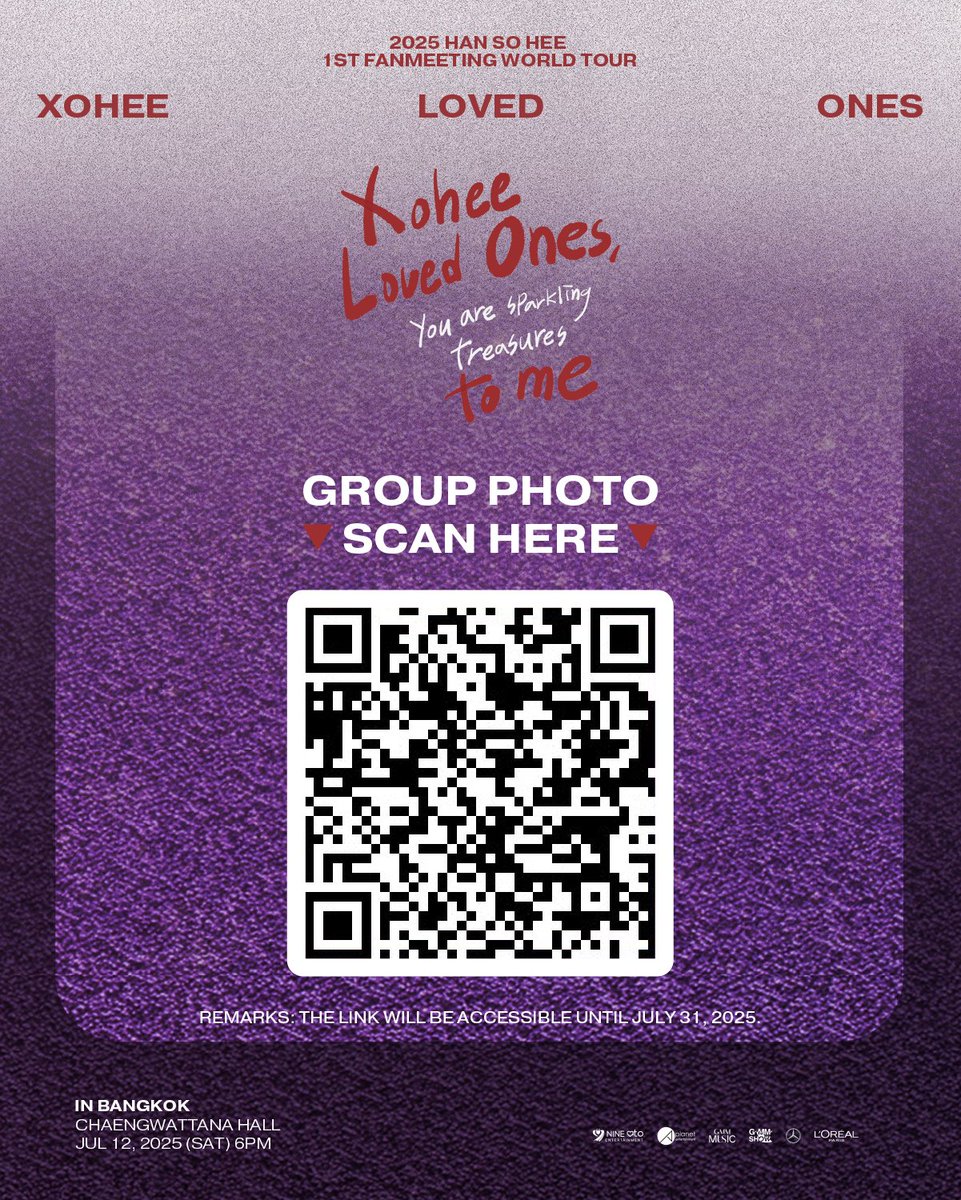 GMMSHOW_th's tweet image. 📸✨ Group Photo of “2025 HAN SO HEE 1ST FANMEETING WORLD TOUR [Xohee Loved Ones,] in BANGKOK” 💜🦋

&amp;gt;&amp;gt;&amp;gt; drive.google.com/drive/folders/…

(ลิงก์นี้สามารถเข้าถึงได้ถึงวันที่ 31 กรกฎาคม 2568 อย่าลืมเข้ามาดูกันน้าา)

(This link will be accessible until July 31, 2025. Please make sure to…